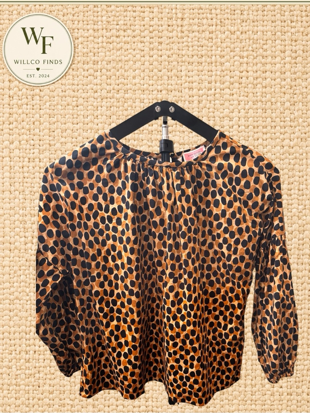 kate spade Black, Gold & Brown Polka Dot Women’s Blouse Size Medium